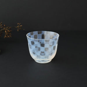 Hirota Glass Cold Tea Glass Checkered Pattern | Soba Choko