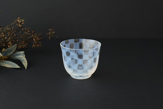 Hirota Glass Cold Tea Glass Checkered Pattern | Soba Choko