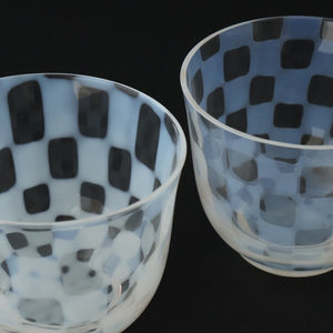 Hirota Glass Cold Tea Glass Checkered Pattern | Soba Choko