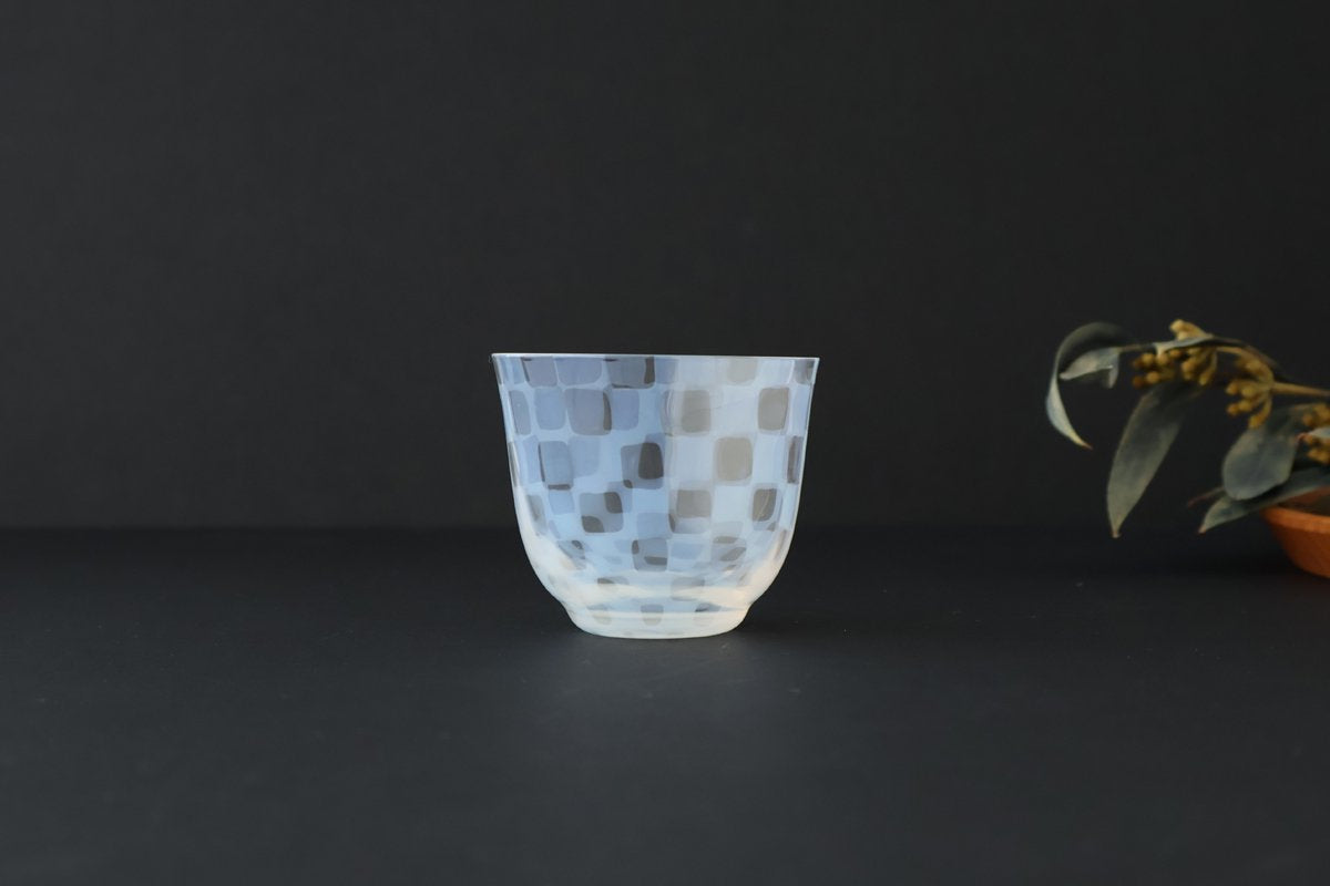 Hirota Glass Cold Tea Glass Checkered Pattern | Soba Choko