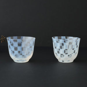 Hirota Glass Cold Tea Glass Checkered Pattern | Soba Choko