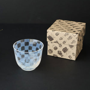 Hirota Glass Cold Tea Glass Checkered Pattern | Soba Choko