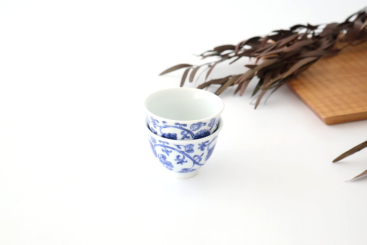 Small Japanese Cup For Sencha Chrysanthemum and Arabesque | Yunomi Arita Ware