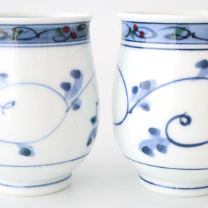 Japanese Cup Hand-drawn Arabesque Blue | Yunomi Hasami Ware