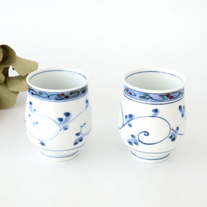 Japanese Cup Hand-drawn Arabesque Blue | Yunomi Hasami Ware