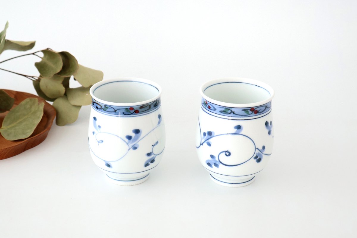 Japanese Cup Hand-drawn Arabesque Blue | Yunomi Hasami Ware