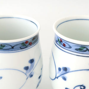 Japanese Cup Hand-drawn Arabesque Blue | Yunomi Hasami Ware