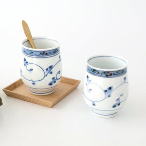 Japanese Cup Hand-drawn Arabesque Blue | Yunomi Hasami Ware