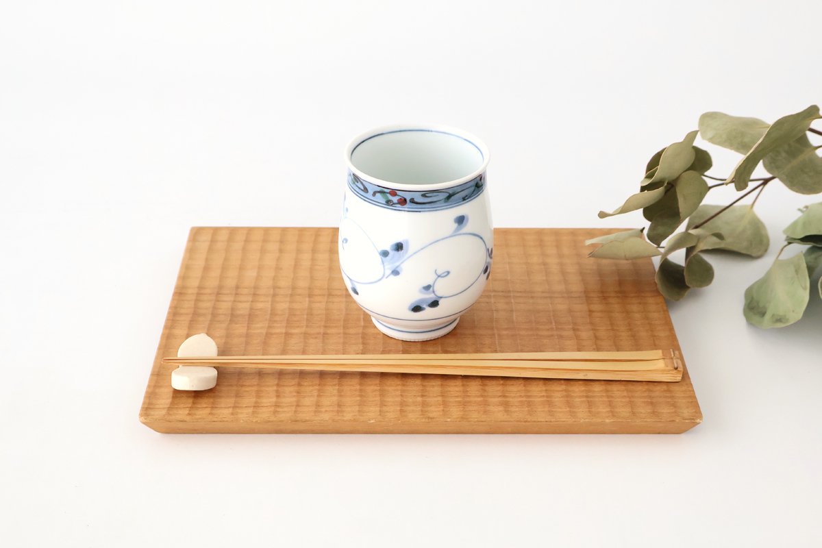 Japanese Cup Hand-drawn Arabesque Blue | Yunomi Hasami Ware