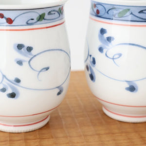 Japanese Cup Hand-drawn Arabesque Red | Yunomi Hasami Ware