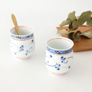 Japanese Cup Hand-drawn Arabesque Red | Yunomi Hasami Ware