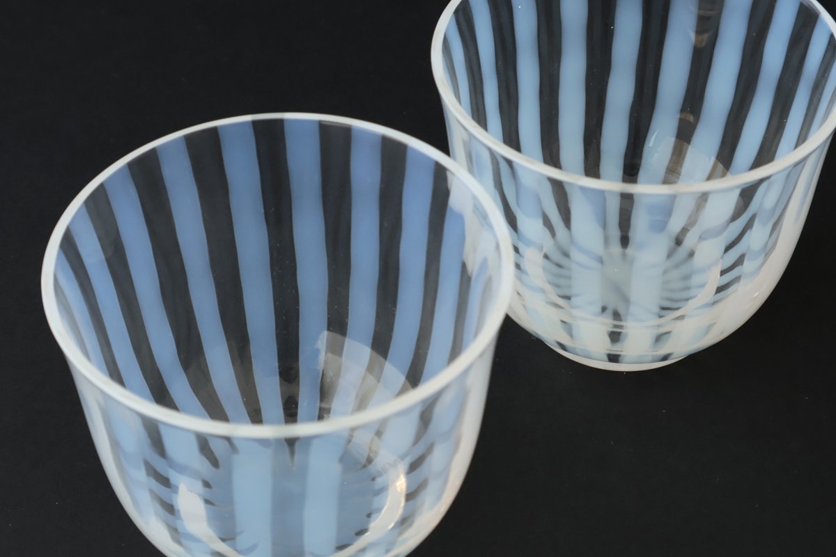 Hirota Glass Cold Tea Glass Tokusa Striped Pattern | Soba Choko