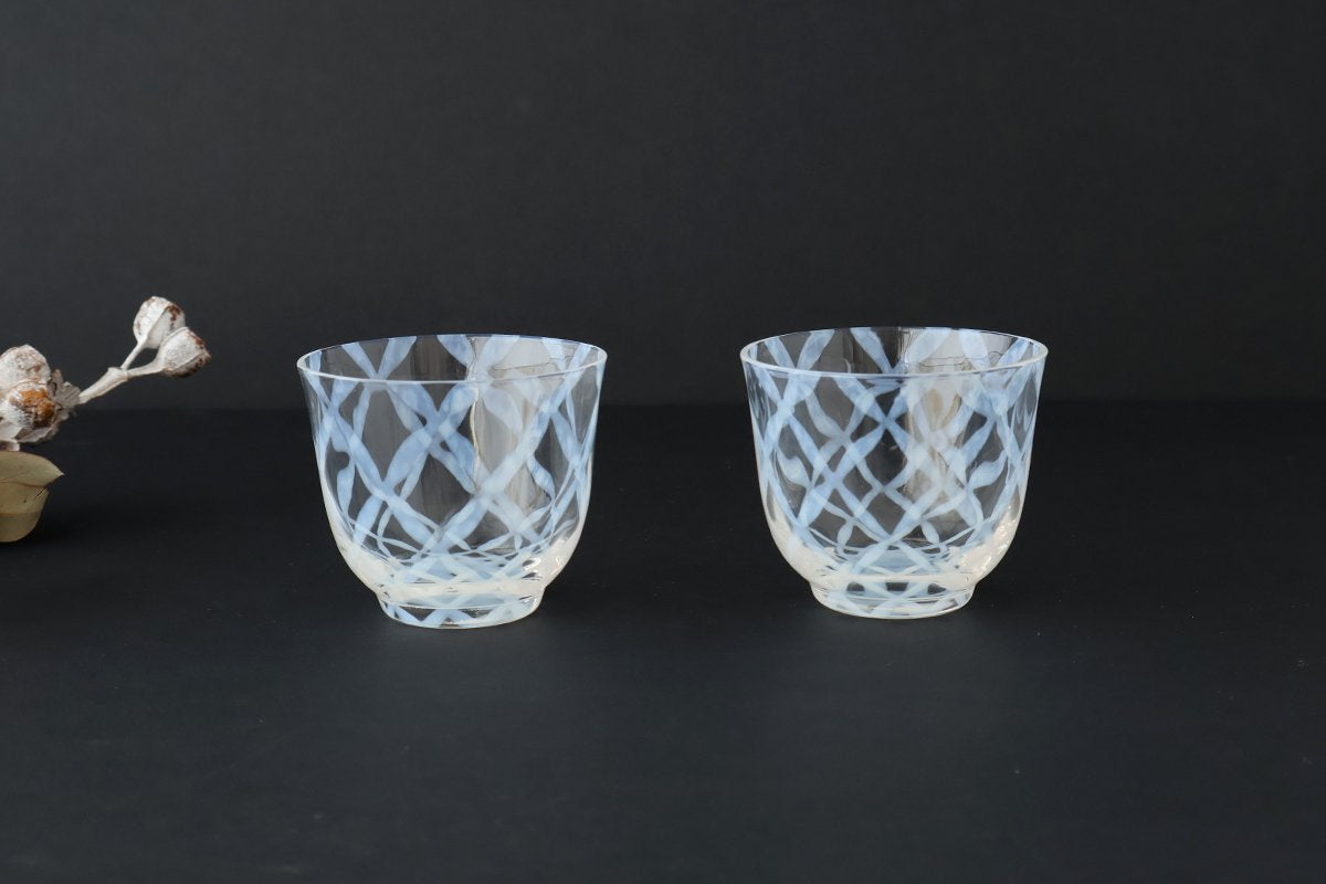 Hirota Glass Cold Tea Glass Lattice Pattern | Soba Choko