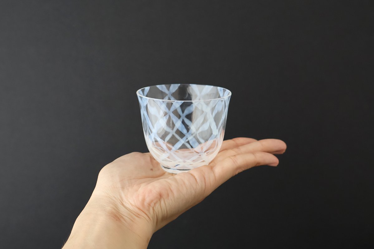 Hirota Glass Cold Tea Glass Lattice Pattern | Soba Choko