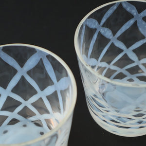 Hirota Glass Soba Choko Lattice Pattern  | Free Cup