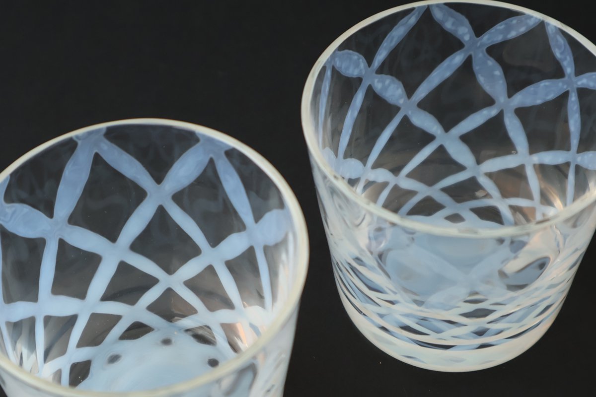 Hirota Glass Soba Choko Lattice Pattern  | Free Cup