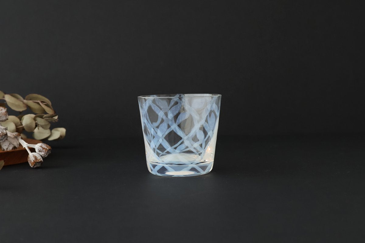 Hirota Glass Soba Choko Lattice Pattern  | Free Cup