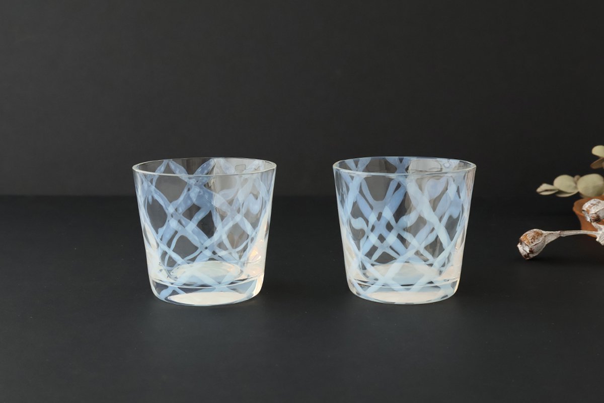 Hirota Glass Soba Choko Lattice Pattern  | Free Cup