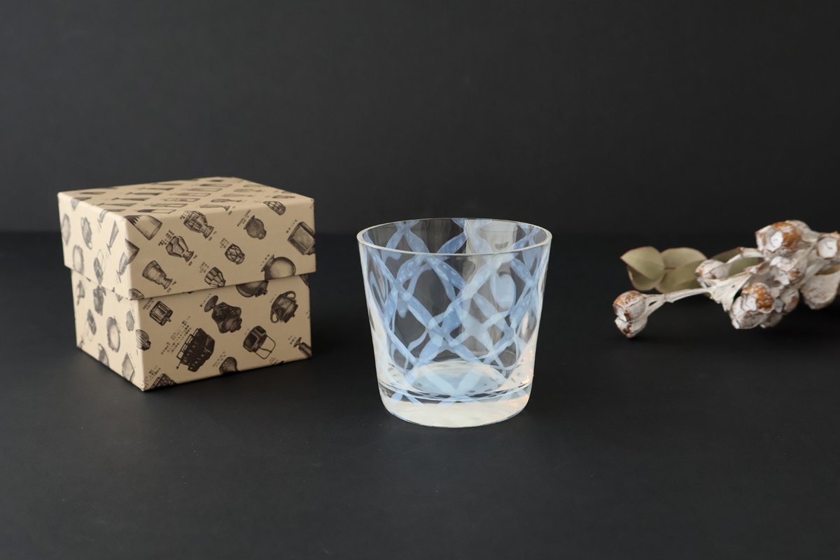 Hirota Glass Soba Choko Lattice Pattern  | Free Cup