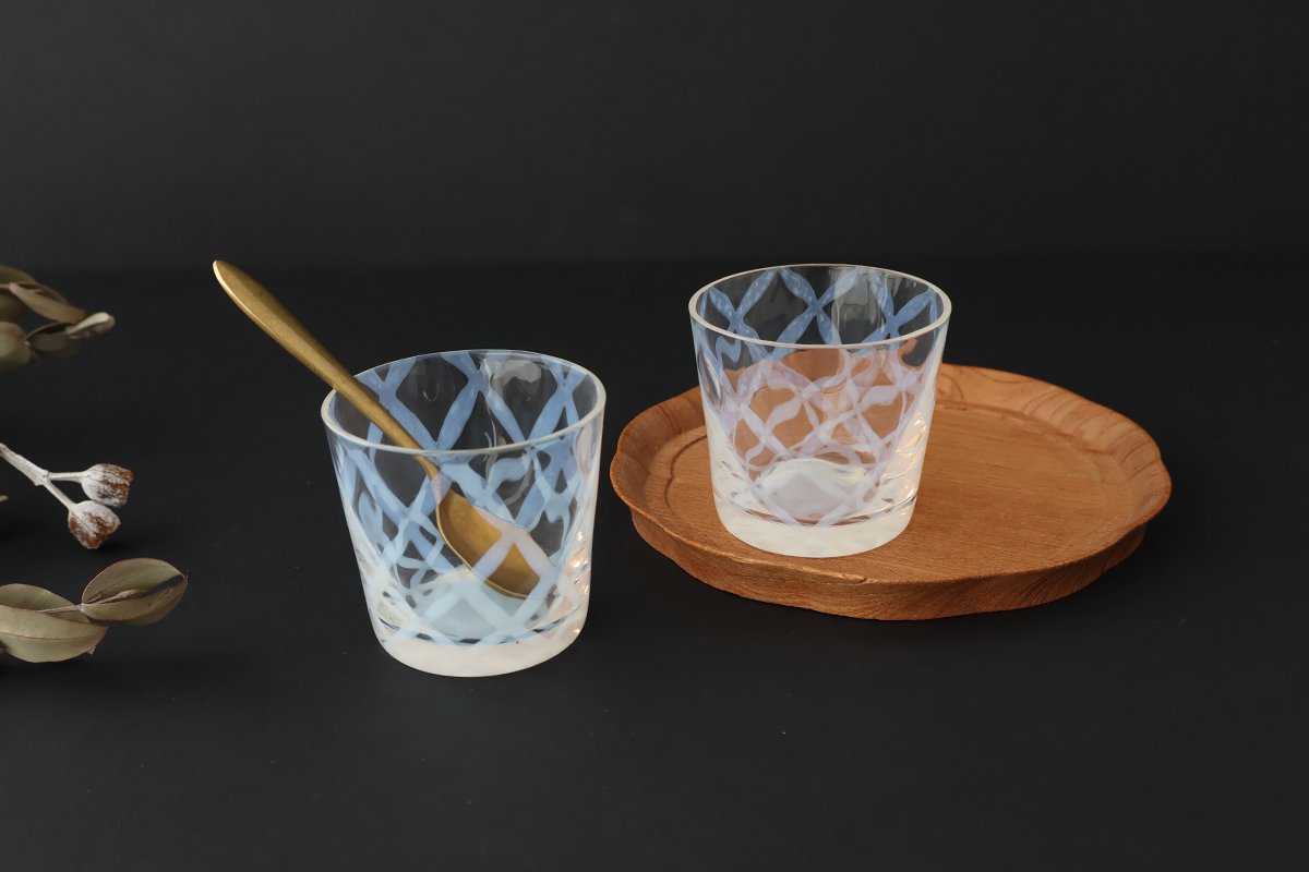 Hirota Glass Soba Choko Lattice Pattern  | Free Cup