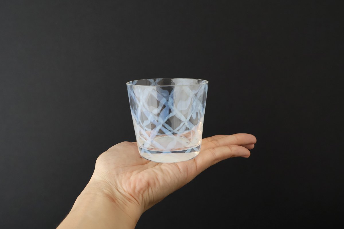 Hirota Glass Soba Choko Lattice Pattern  | Free Cup