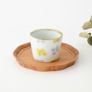 Soba Choko Yellow and Gray Flower | Free Cup Hasami Ware