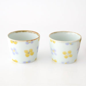 Soba Choko Yellow and Gray Flower | Free Cup Hasami Ware