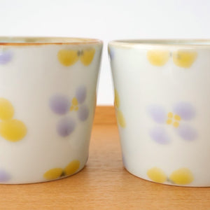 Soba Choko Yellow and Gray Flower | Free Cup Hasami Ware