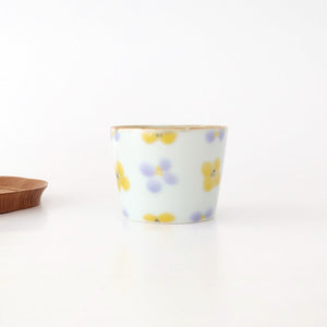 Soba Choko Yellow and Gray Flower | Free Cup Hasami Ware