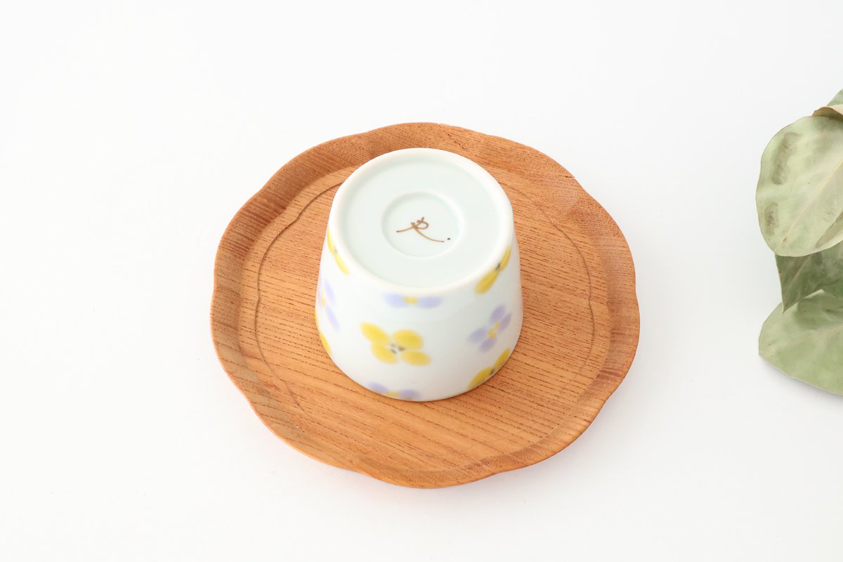 Soba Choko Yellow and Gray Flower | Free Cup Hasami Ware