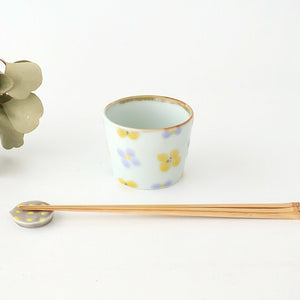 Soba Choko Yellow and Gray Flower | Free Cup Hasami Ware