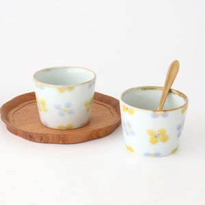 Soba Choko Yellow and Gray Flower | Free Cup Hasami Ware