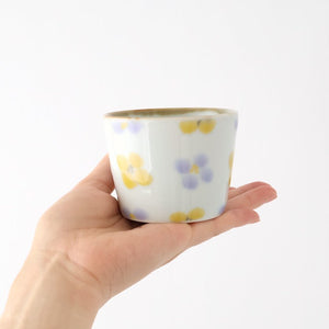 Soba Choko Yellow and Gray Flower | Free Cup Hasami Ware