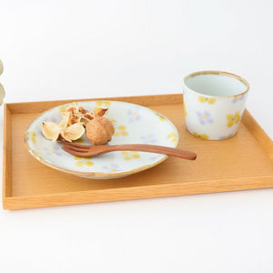 Soba Choko Yellow and Gray Flower | Free Cup Hasami Ware