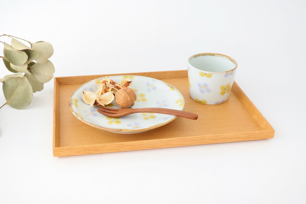 Soba Choko Yellow and Gray Flower | Free Cup Hasami Ware