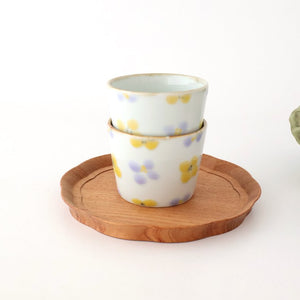 Soba Choko Yellow and Gray Flower | Free Cup Hasami Ware