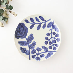 Fururu Rounbd Plate Blue Flower M | Hasami Ware