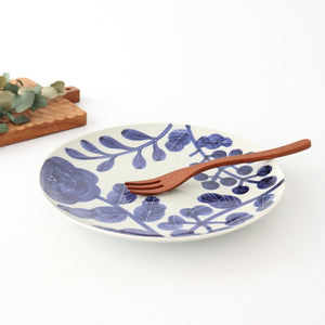 Fururu Rounbd Plate Blue Flower M | Hasami Ware