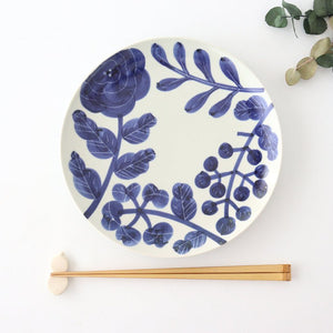 Fururu Rounbd Plate Blue Flower M | Hasami Ware