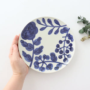 Fururu Rounbd Plate Blue Flower M | Hasami Ware