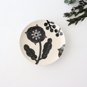 Fururu Rounbd Plate Black Flower S | Hasami Ware