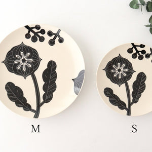 Fururu Rounbd Plate Black Flower S | Hasami Ware