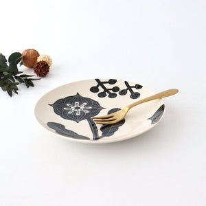 Fururu Rounbd Plate Black Flower S | Hasami Ware