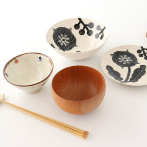 Fururu Rounbd Plate Black Flower S | Hasami Ware