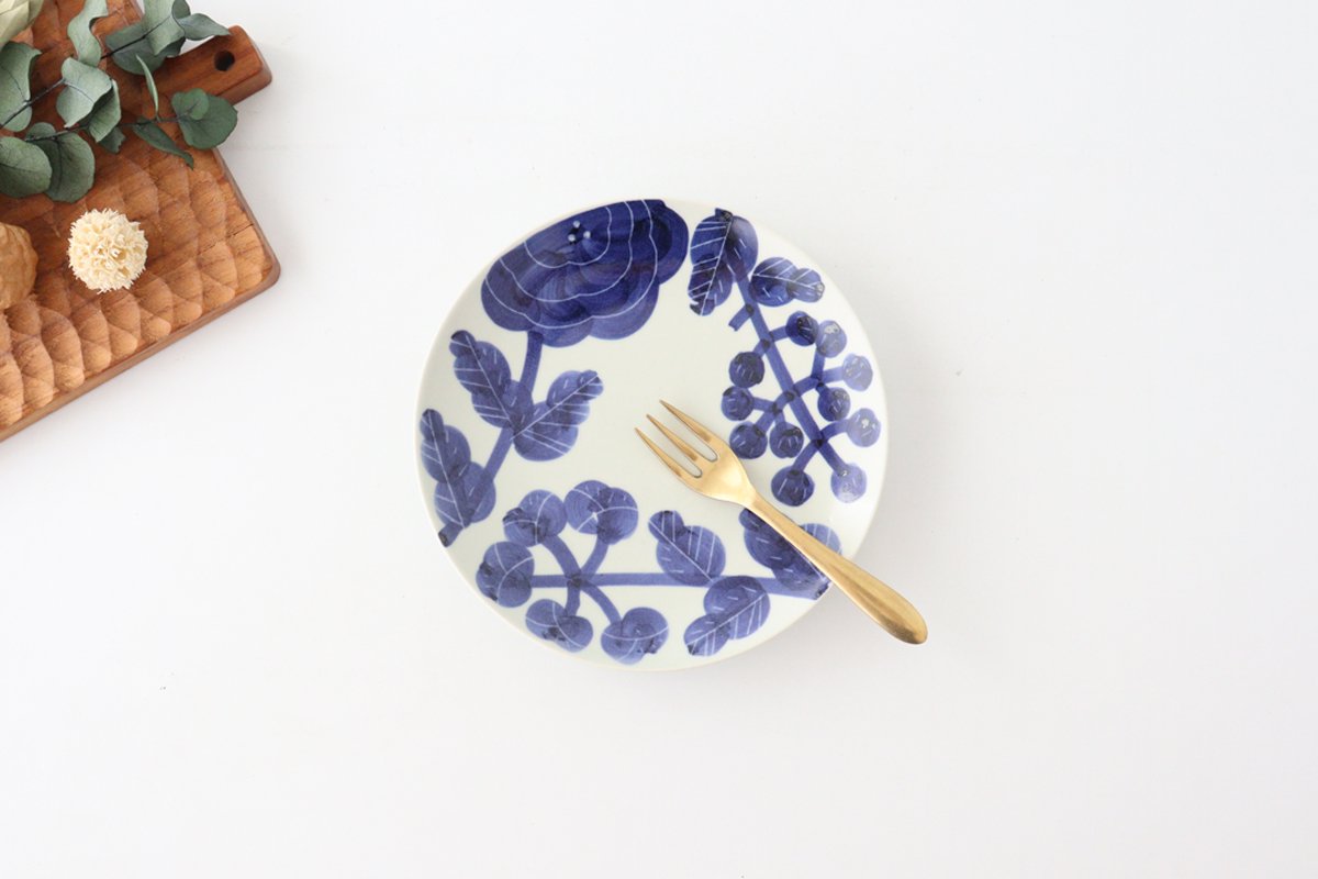 Fururu Rounbd Plate Blue Flower S | Hasami Ware