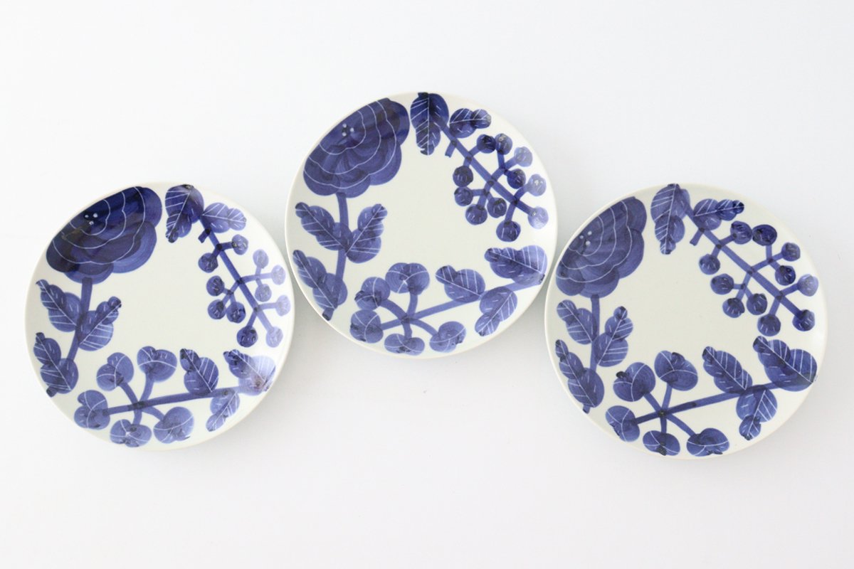 Fururu Rounbd Plate Blue Flower S | Hasami Ware