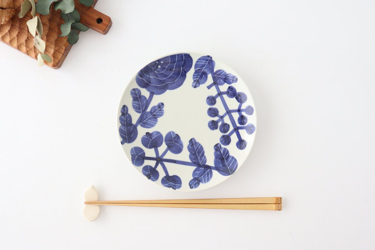 Fururu Rounbd Plate Blue Flower S | Hasami Ware