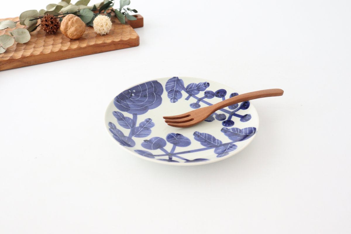 Fururu Rounbd Plate Blue Flower S | Hasami Ware