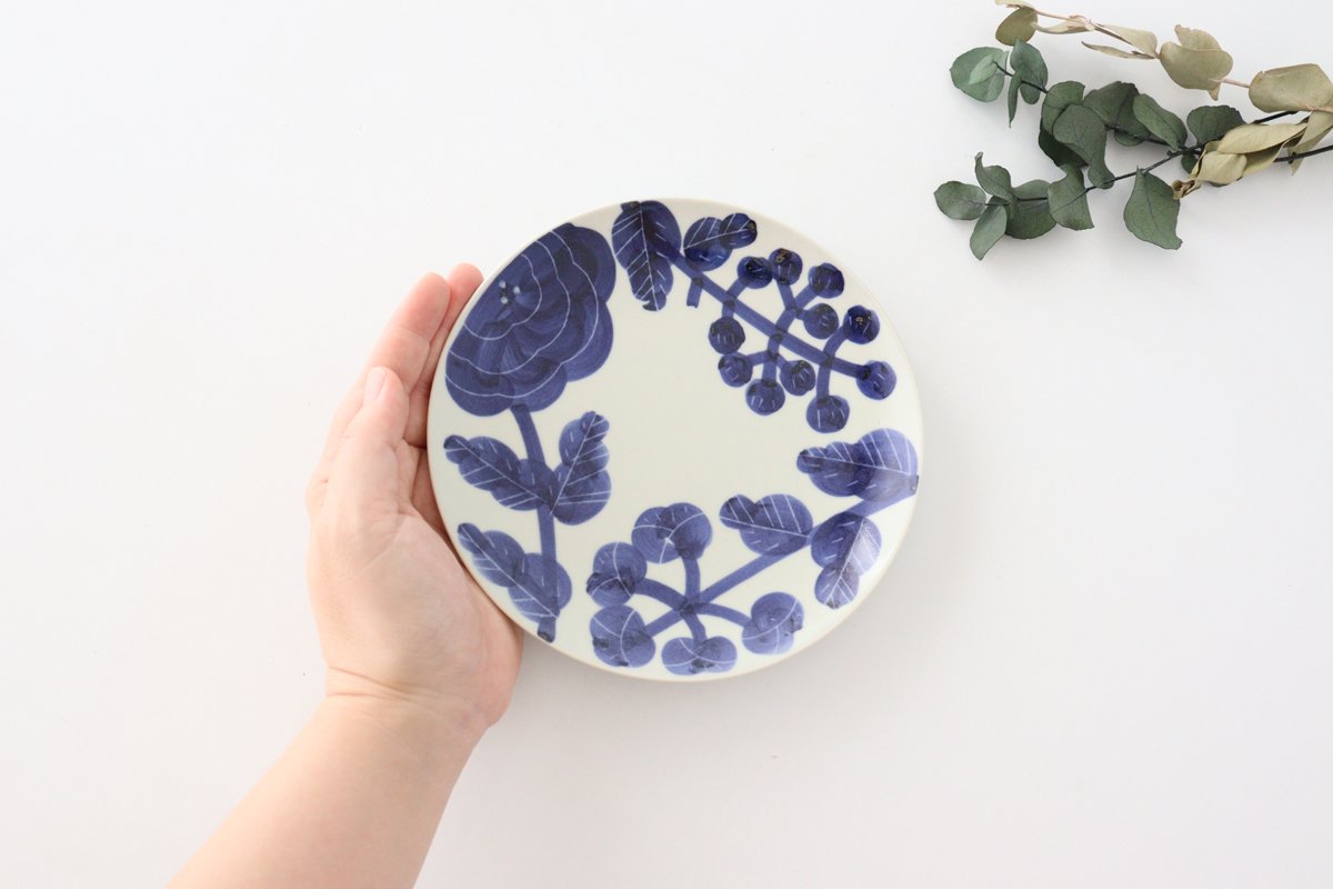 Fururu Rounbd Plate Blue Flower S | Hasami Ware