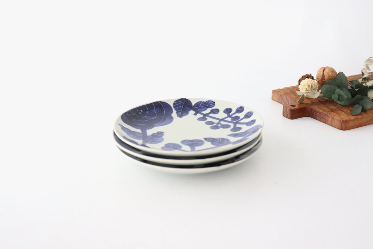 Fururu Rounbd Plate Blue Flower S | Hasami Ware